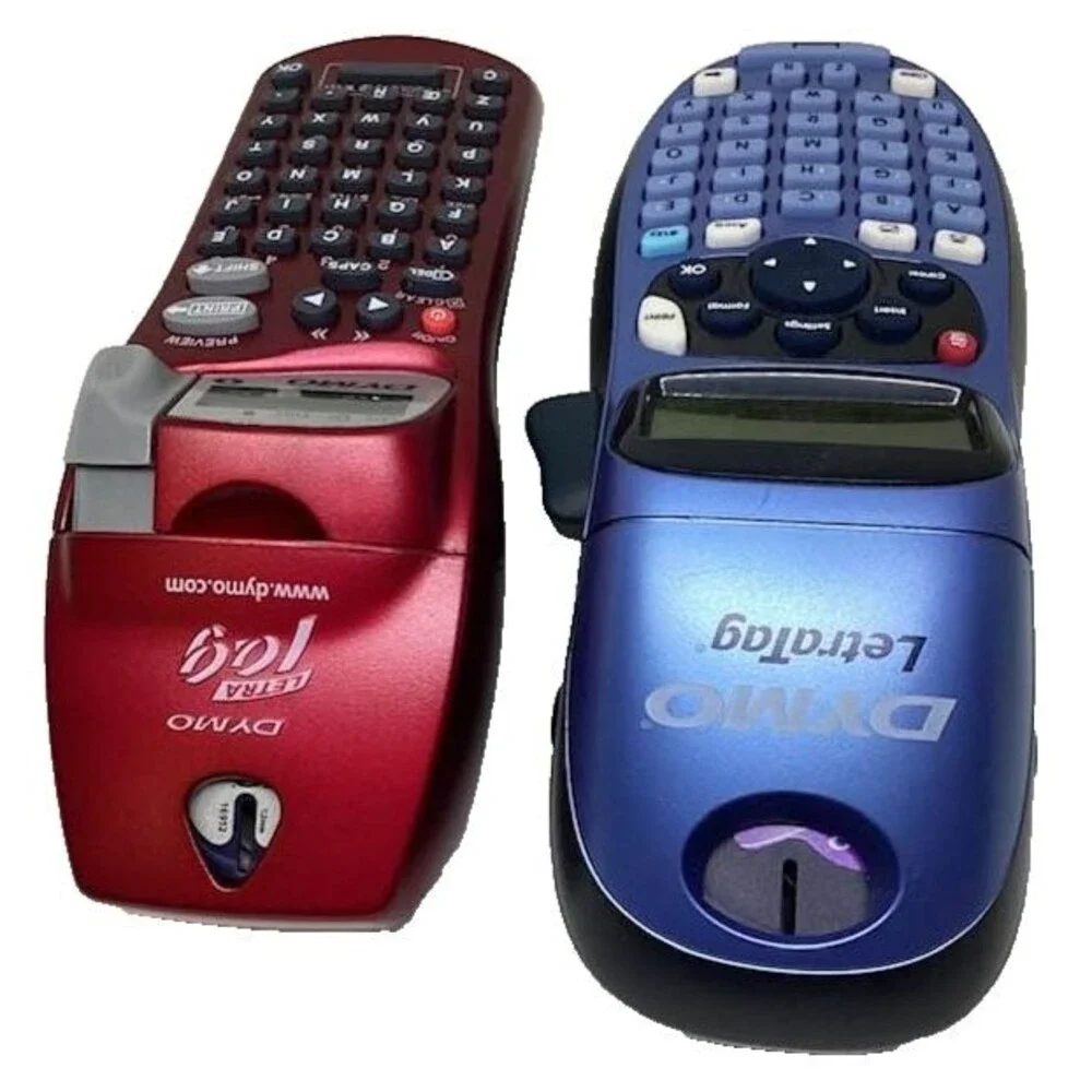 Dymo Letra Tag Portable Handheld Lot 2 Label Printers 6 Tape Reels Carrying Case